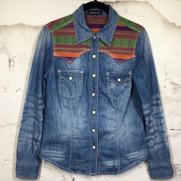 Mono B Tops - 💗Boho Gypsy💗 Western Festival💗Denim Shirt/Top